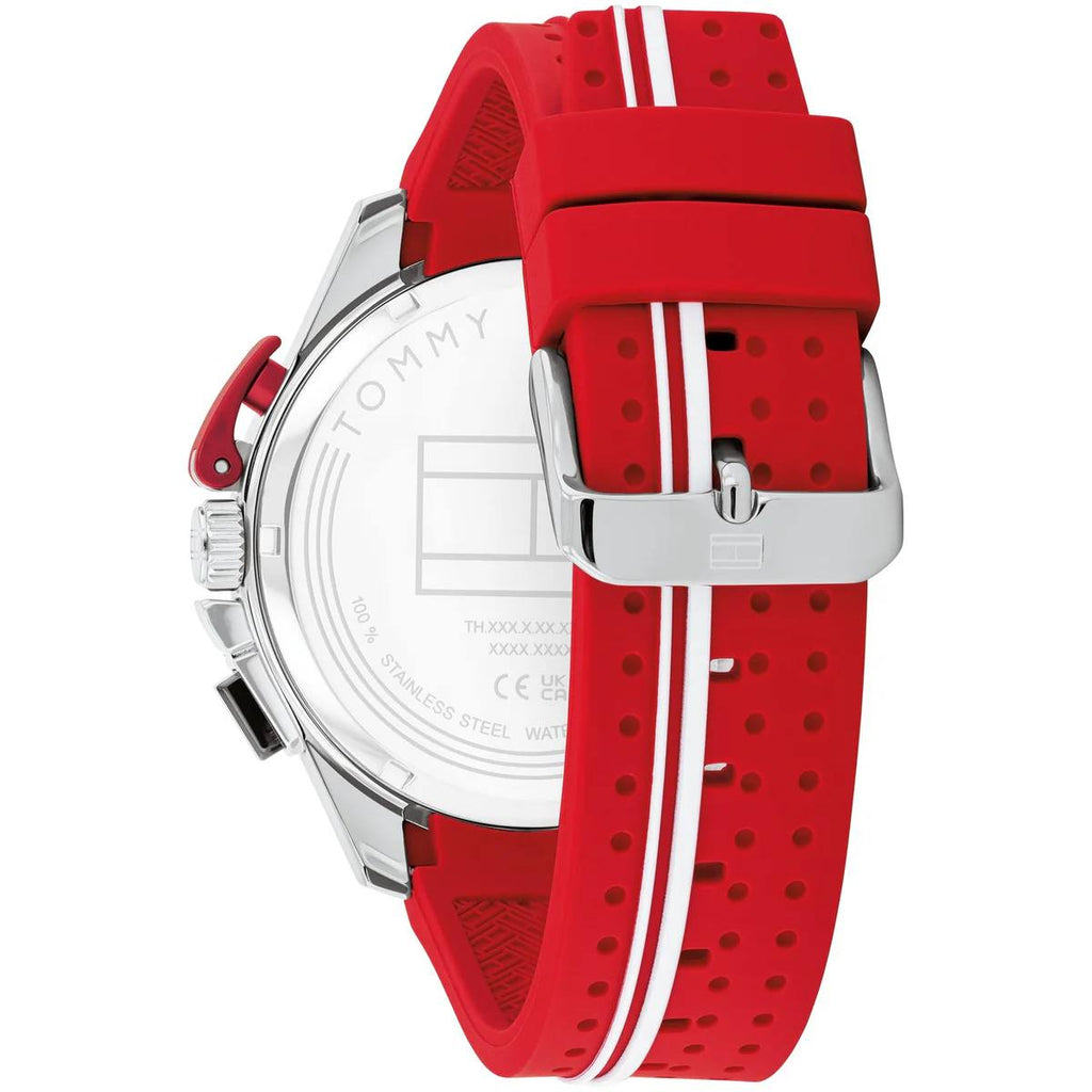Tommy Hilfiger Red & Black Chronograph Stainless Steel Watch ⌚🔴🖤