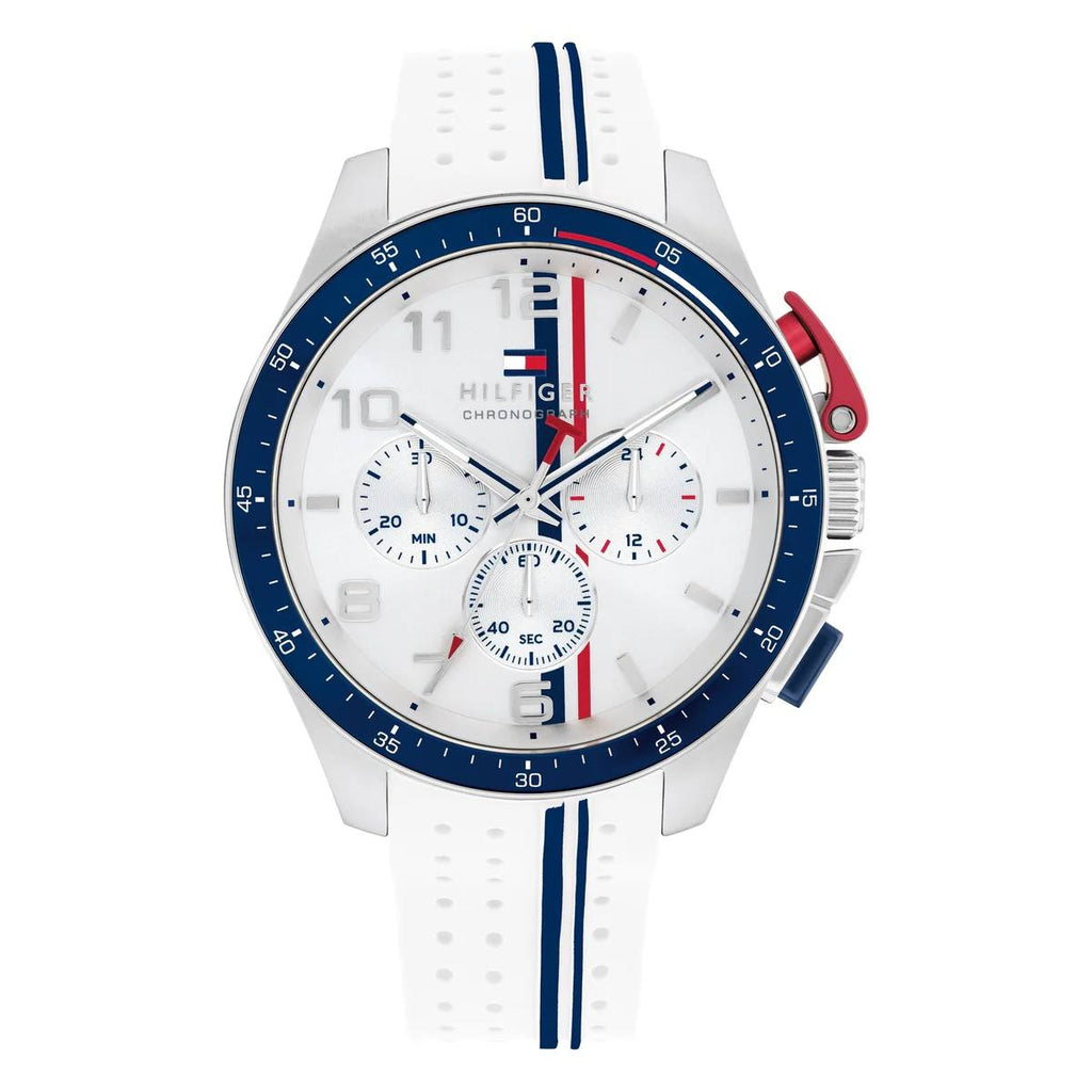 Tommy Hilfiger Red & Black Chronograph Stainless Steel Watch ⌚🔴🖤
