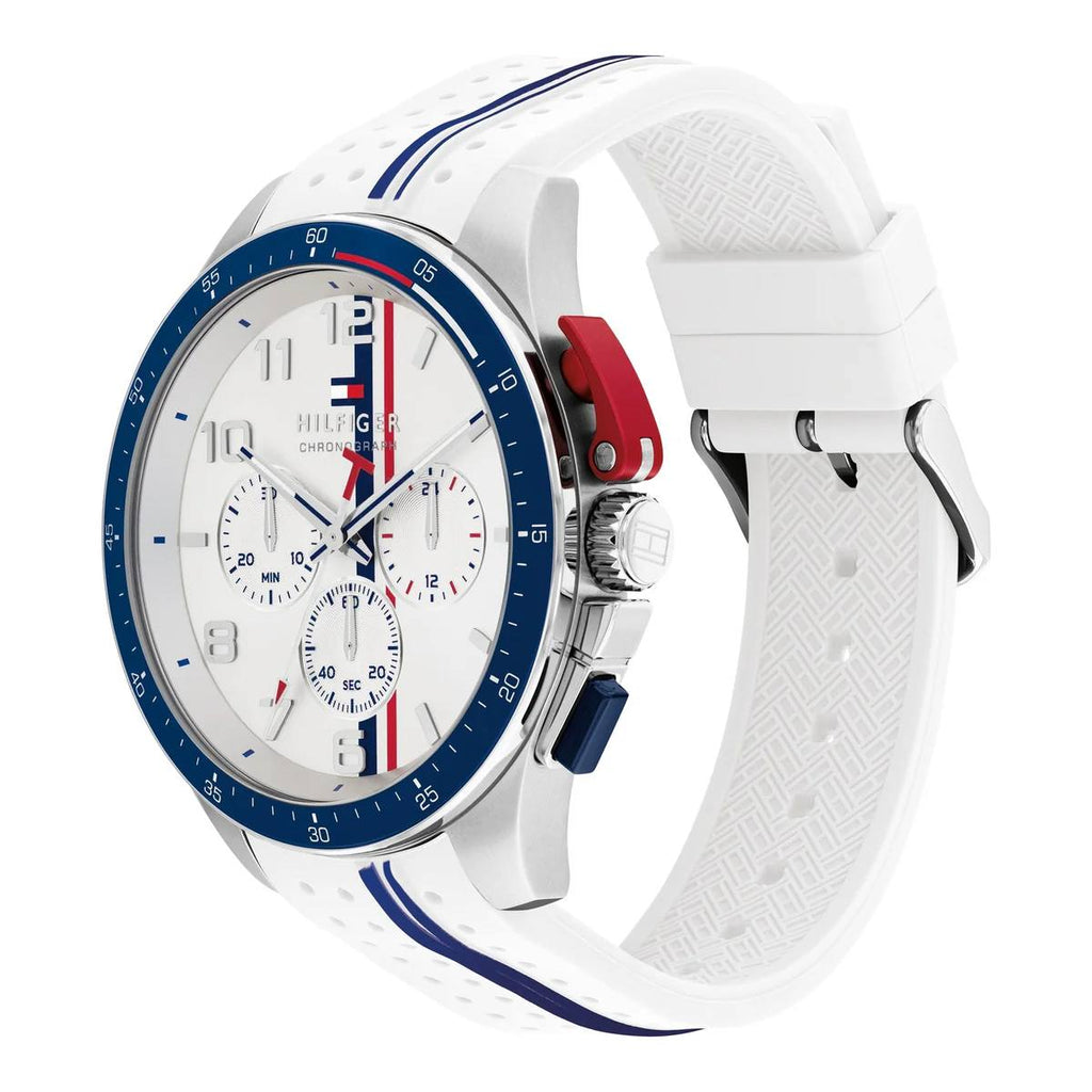 Tommy Hilfiger Red & Black Chronograph Stainless Steel Watch ⌚🔴🖤