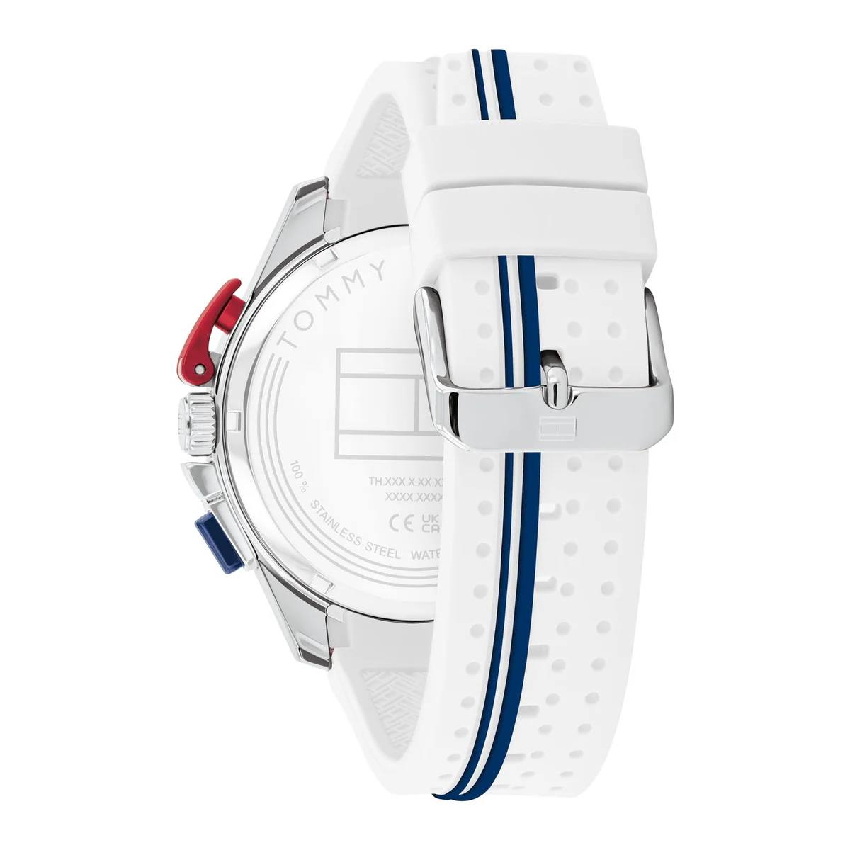 Tommy Hilfiger Red & Black Chronograph Stainless Steel Watch ⌚🔴🖤