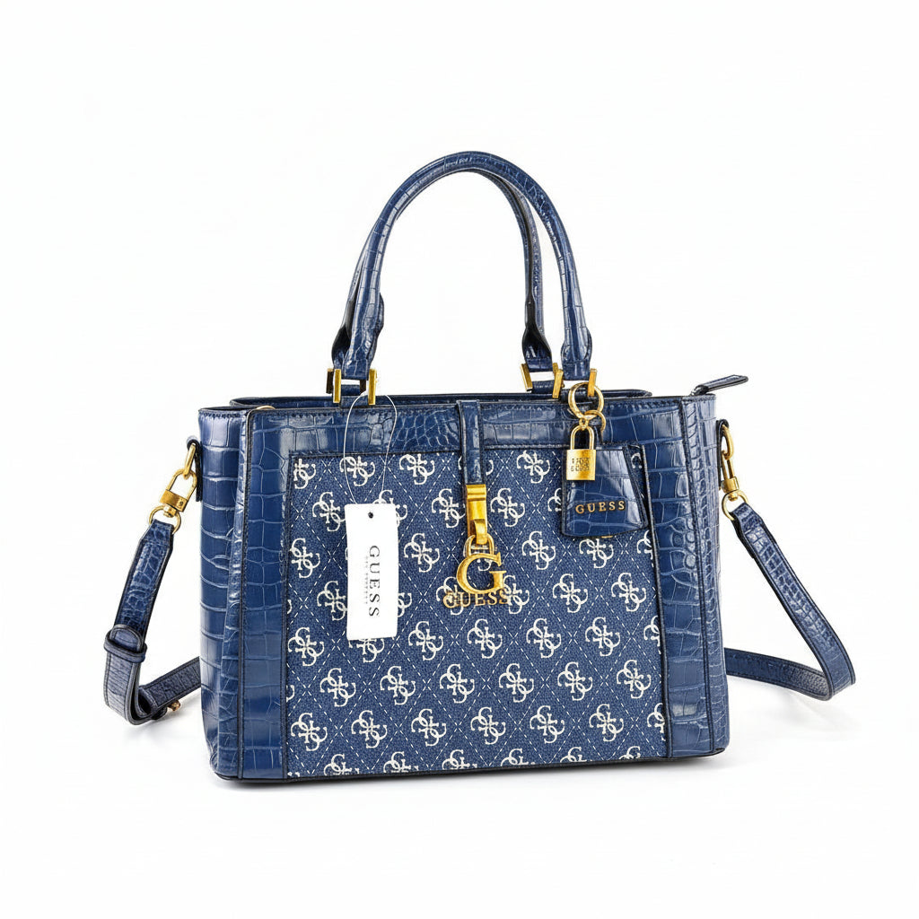 GUESS Tri-Color Tote 👜 Blue, Brown & Gray