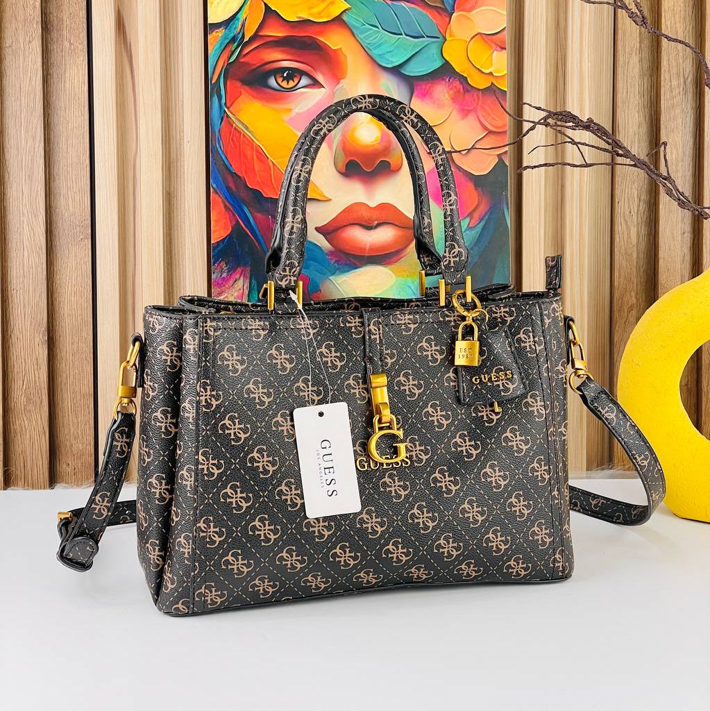GUESS Tri-Color Tote 👜 Blue, Brown & Gray