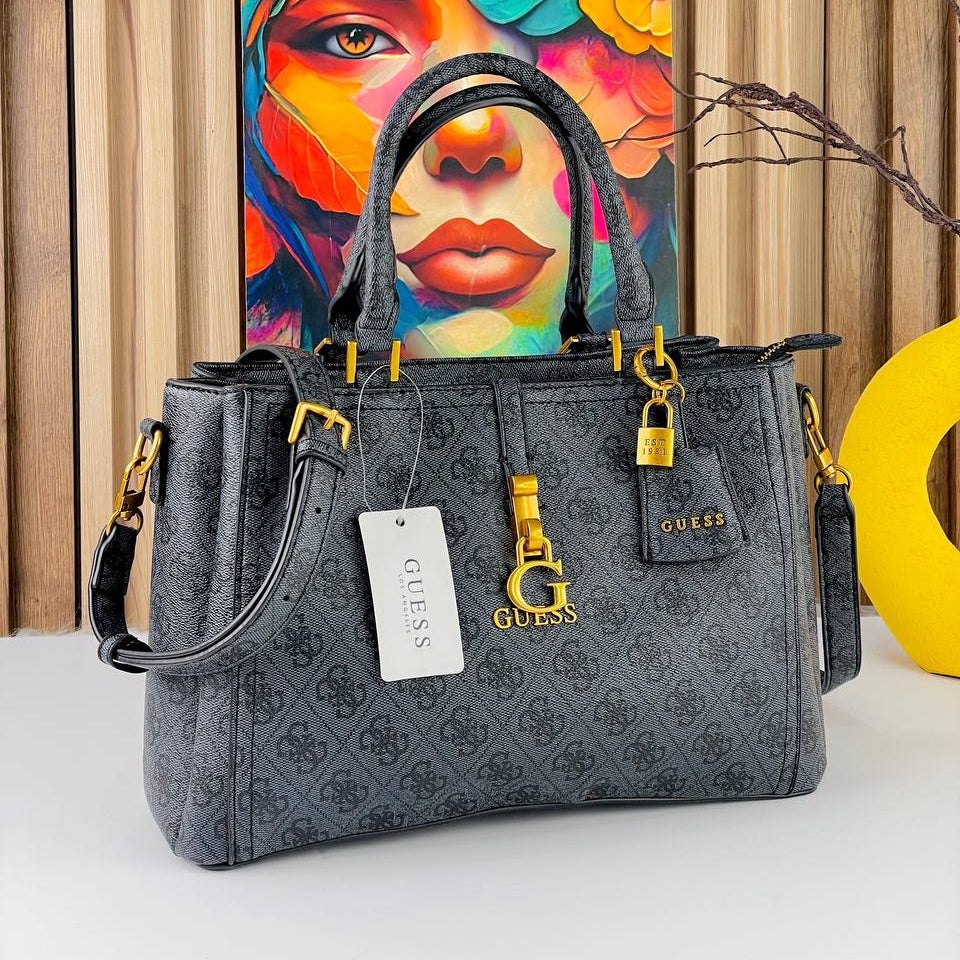 GUESS Tri-Color Tote 👜 Blue, Brown & Gray