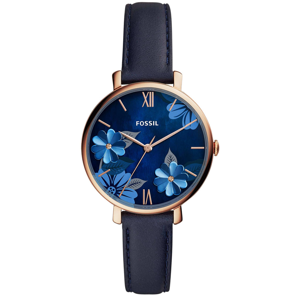 Fossil Women's Rose Gold & Blue Leather Watch 💙⌚️✨