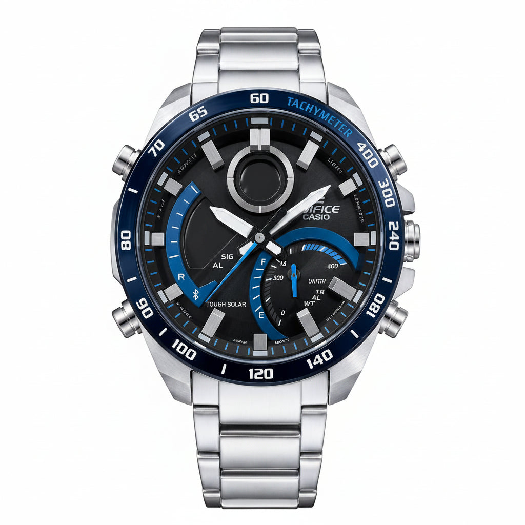 Casio Edifice Tough Solar ⌚ Silver & Rose Gold Watch