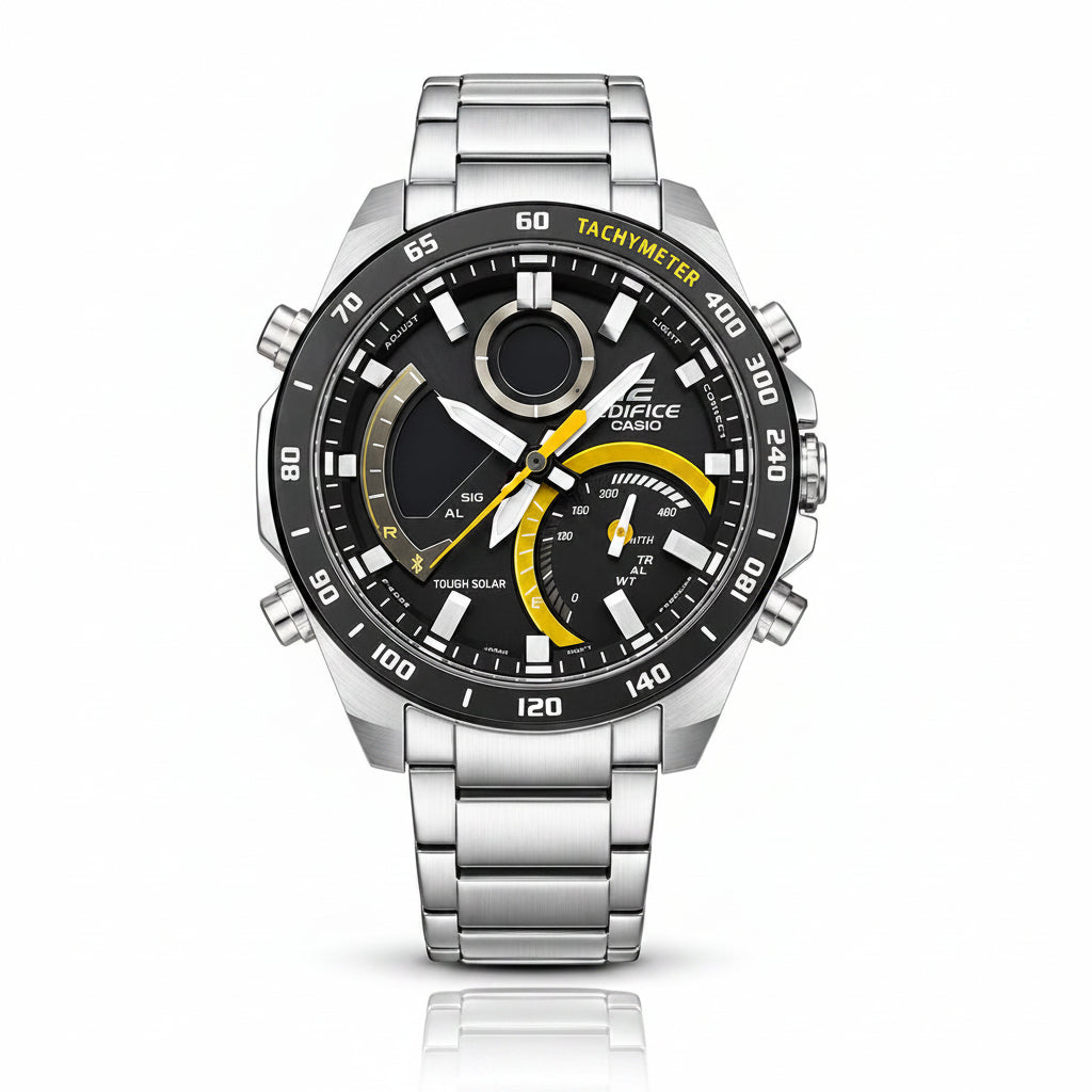 Casio Edifice Tough Solar ⌚ Silver & Rose Gold Watch