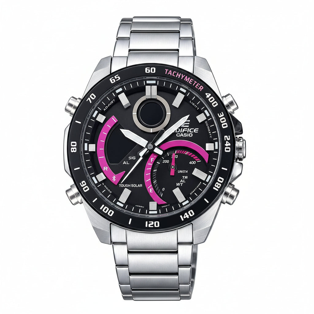 Casio Edifice Tough Solar ⌚ Silver & Rose Gold Watch