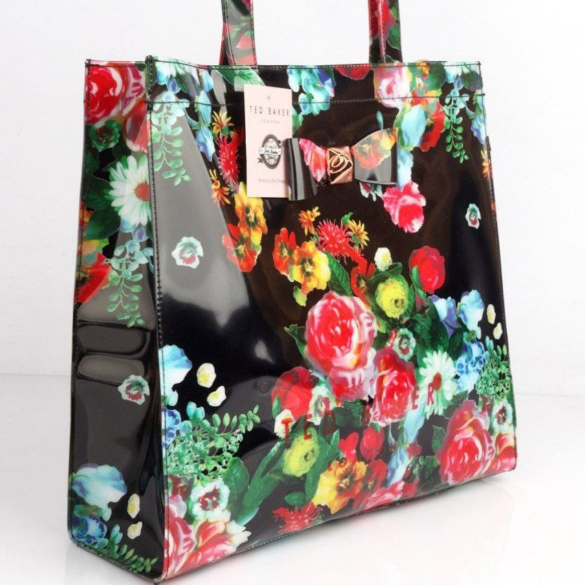 Ted Baker Floral Mirror Tote Bag in Black and Multicolor 🌸👜