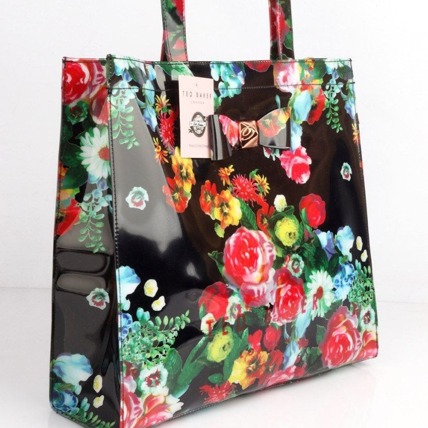 Ted Baker Floral Mirror Tote Bag in Black and Multicolor 🌸👜