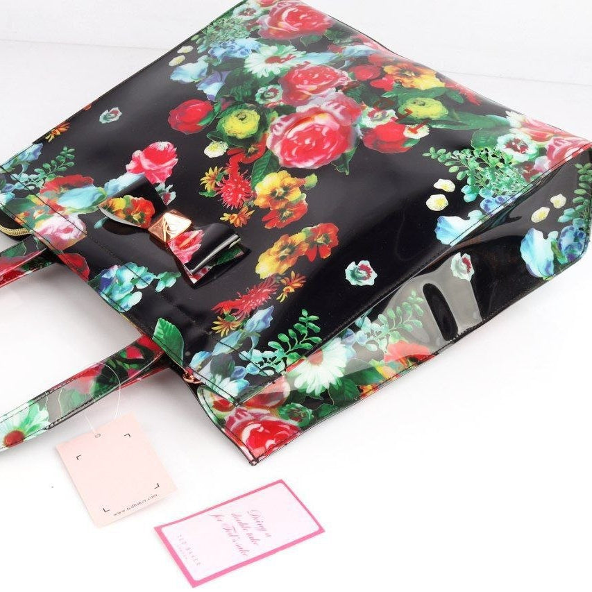 Ted Baker Floral Mirror Tote Bag in Black and Multicolor 🌸👜