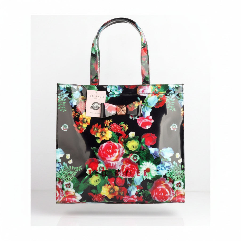 Ted Baker Floral Mirror Tote Bag in Black and Multicolor 🌸👜