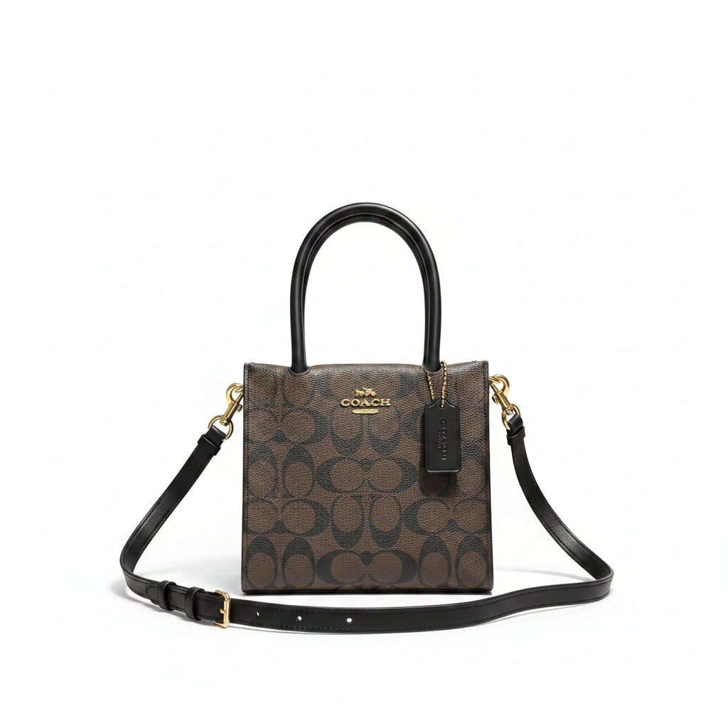 Coach Signature Canvas Mini Tote Bag in Brown 👜✨