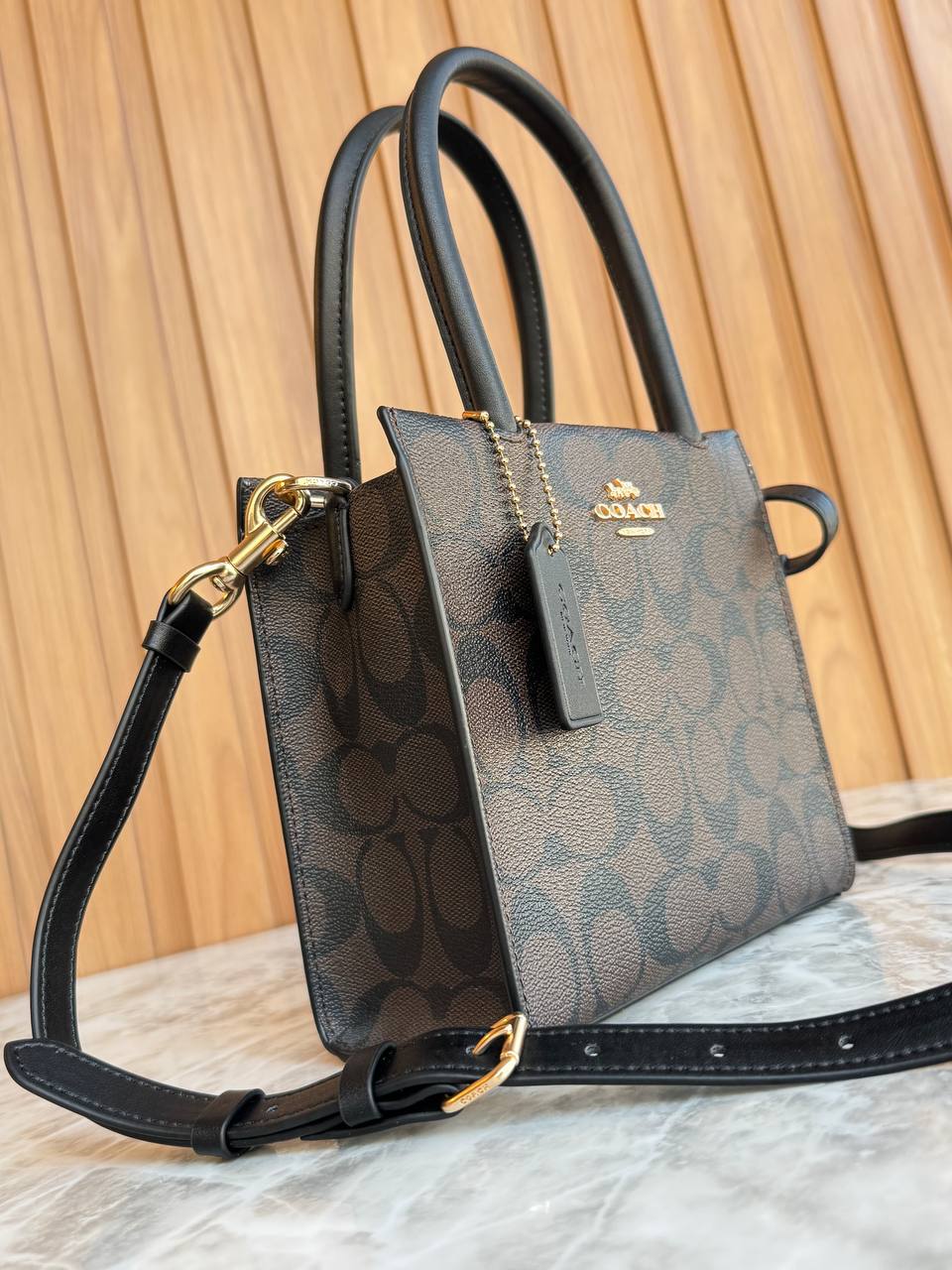 Coach Signature Canvas Mini Tote Bag in Brown 👜✨