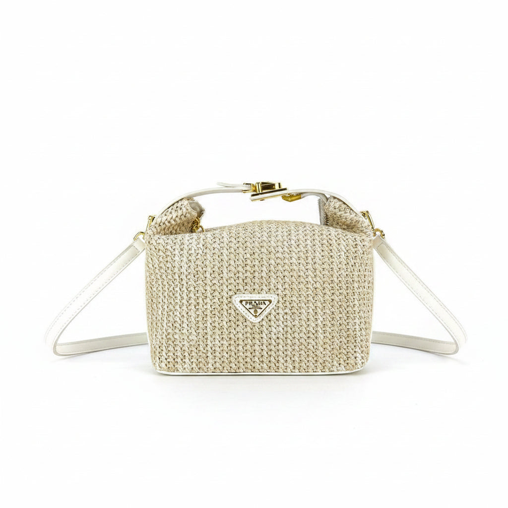 Prada Woven Straw Bag with Gold-Tone Hardware 👜✨