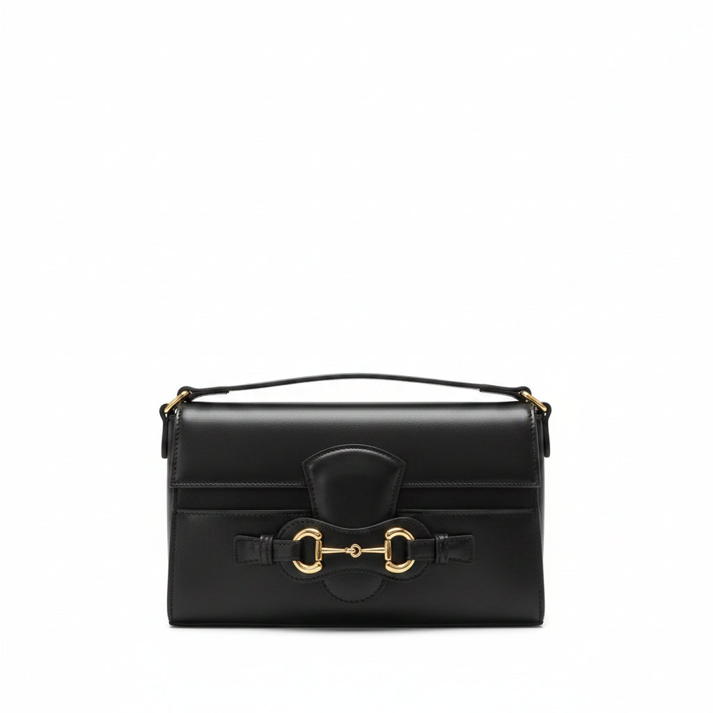 Gucci Horsebit Shoulder Bag in Sleek Black Leather 👜✨