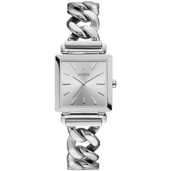 Guess Silver Tone Square Chain Link Watch ⌚✨