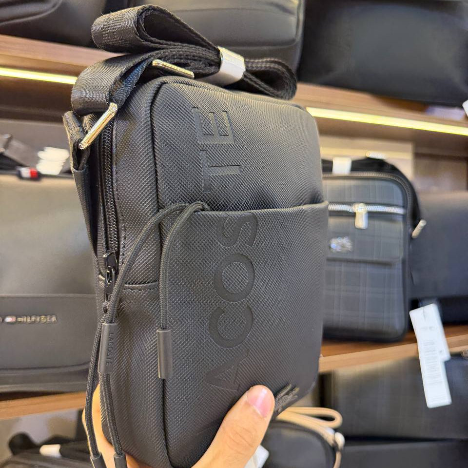 Lacoste Minimalist Black Crossbody Bag with Signature Logo 🐊👜