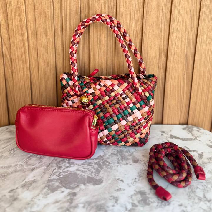 Bottega Veneta Multi-Color Woven Handbag with Detachable Pouch 👜✨