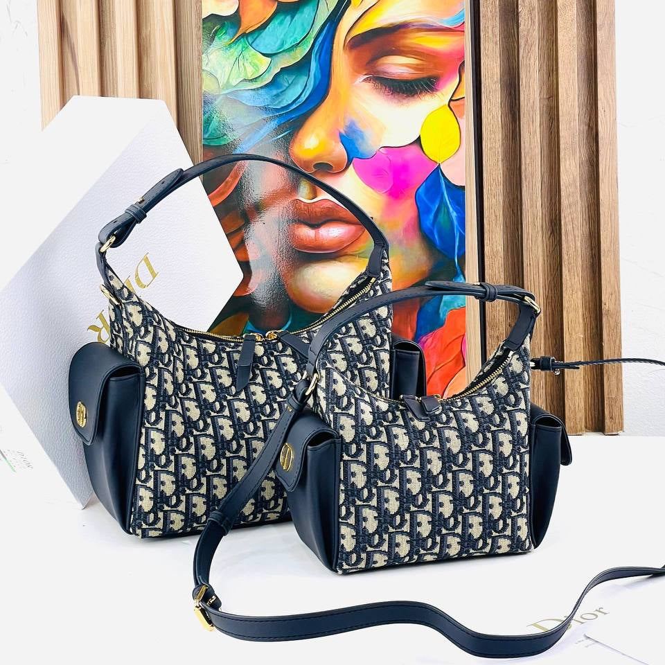 Dior Inspired Large White Quilted Shoulder Bag with Scarf 👜✨