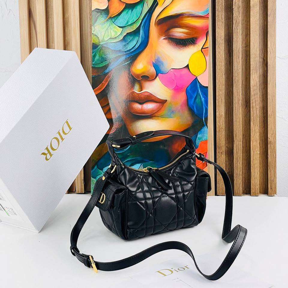 Dior Inspired Large White Quilted Shoulder Bag with Scarf 👜✨