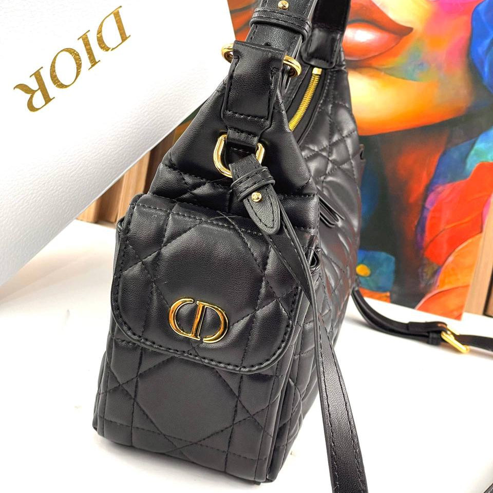 Dior Inspired Large White Quilted Shoulder Bag with Scarf 👜✨