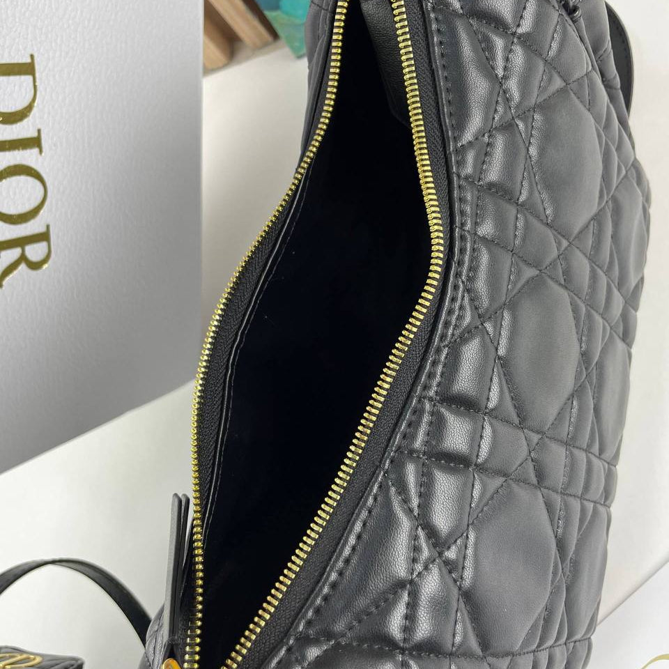Dior Inspired Large White Quilted Shoulder Bag with Scarf 👜✨