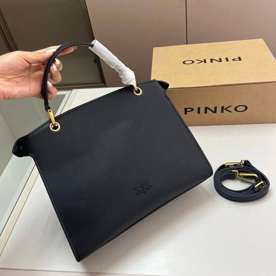 Pinko White Structured Handbag with Gold Bird Emblem 🕊️👜