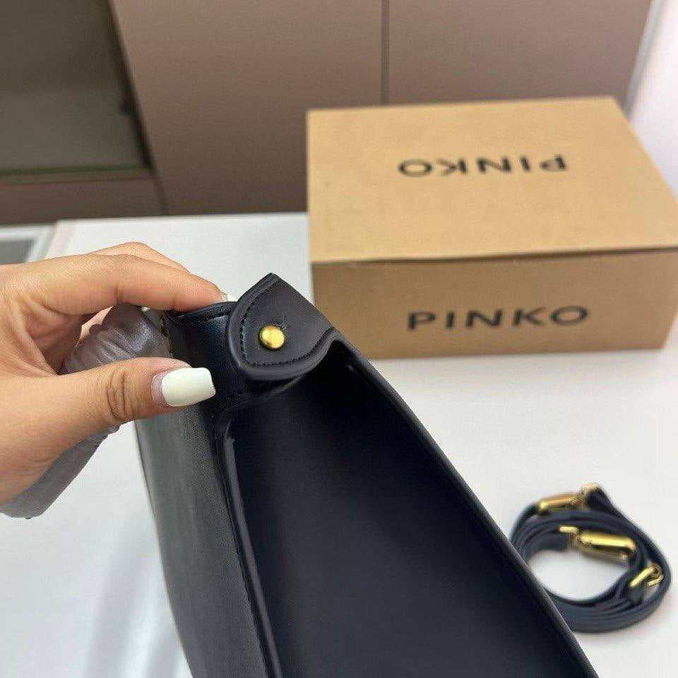 Pinko White Structured Handbag with Gold Bird Emblem 🕊️👜