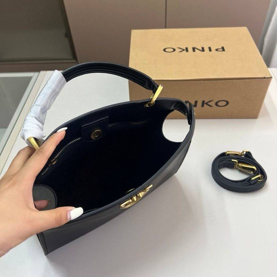Pinko White Structured Handbag with Gold Bird Emblem 🕊️👜