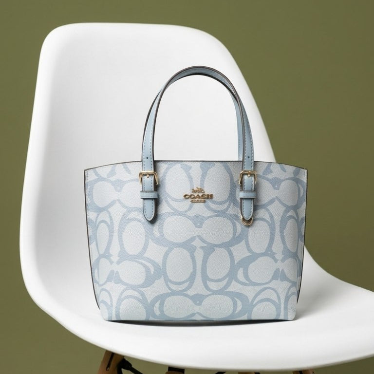 Coach Signature Light Blue Tote Bag 👜✨