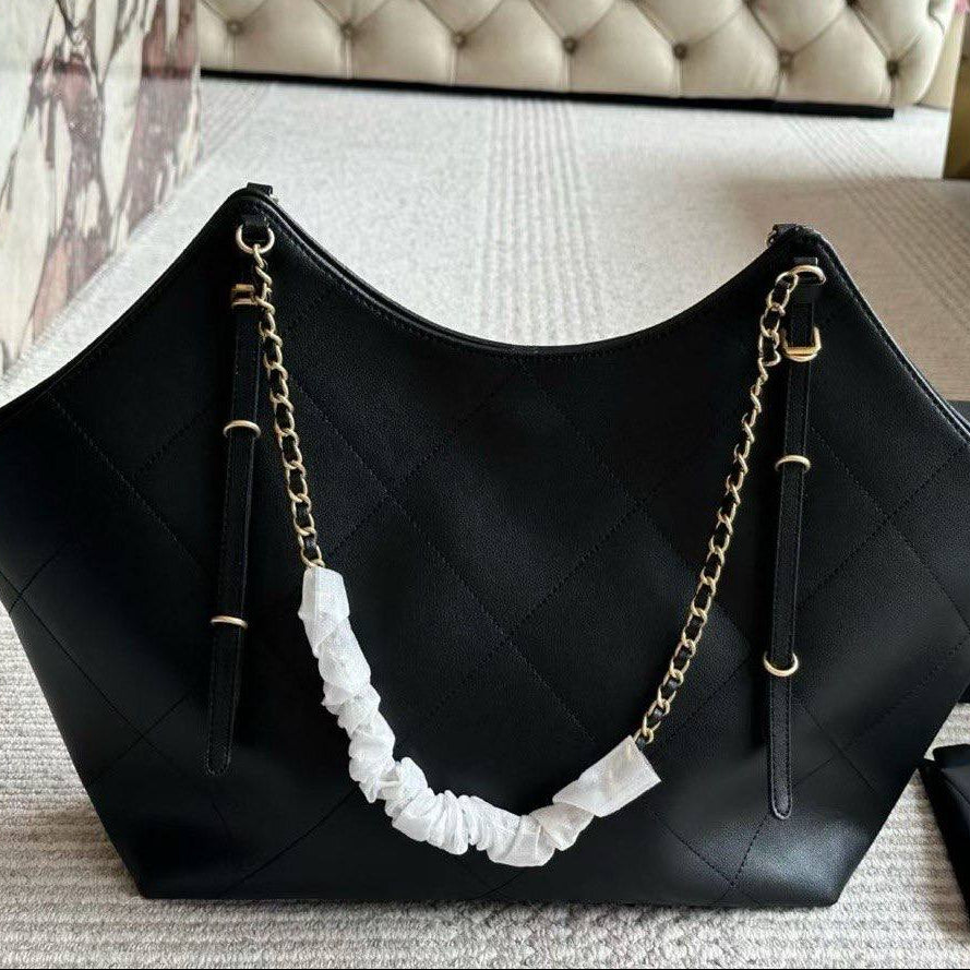 Chanel Quilted Tote Bag with Gold Tone Chain Straps