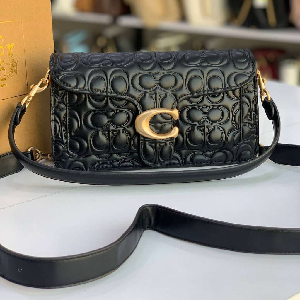Coach Signature Embossed Leather Shoulder Bag