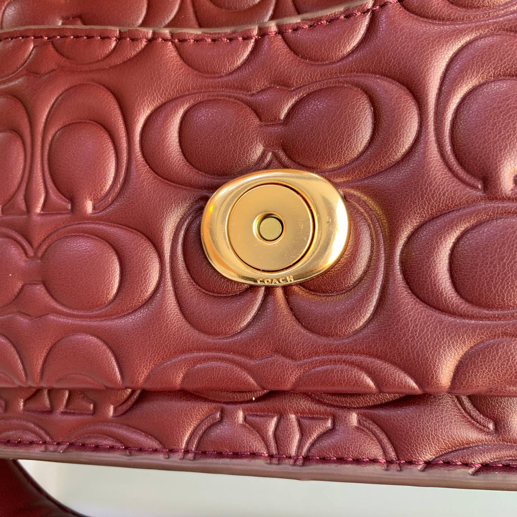 Coach Signature Embossed Leather Shoulder Bag