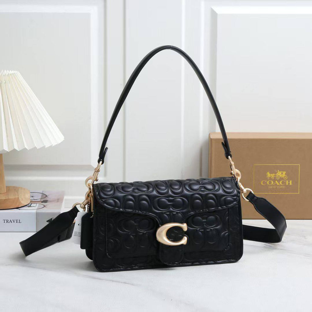 Coach Signature Embossed Leather Shoulder Bag