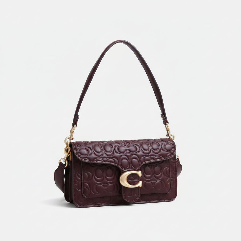 Coach Signature Embossed Leather Shoulder Bag