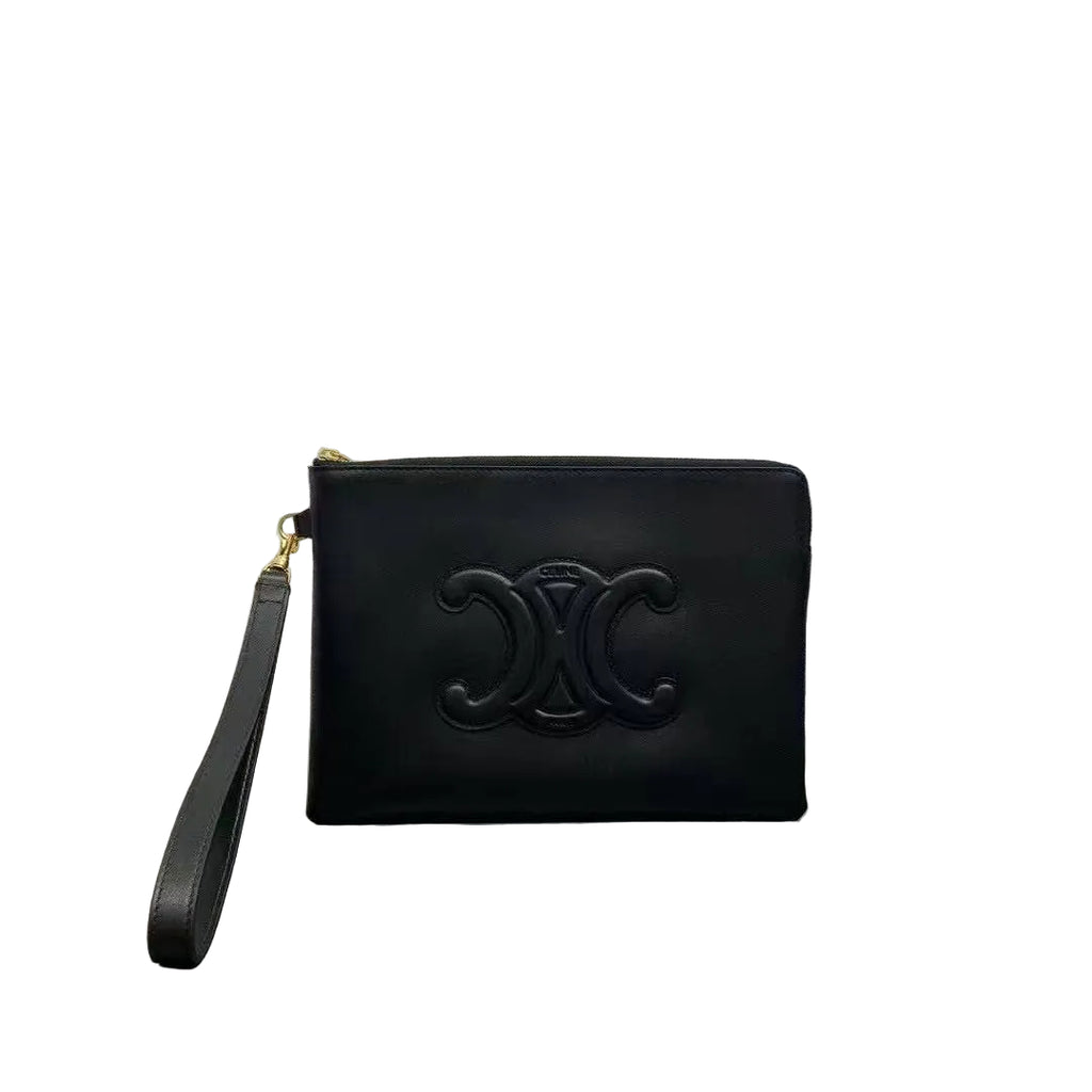 Celine Triomphe Logo Clutch with Wrist Strap