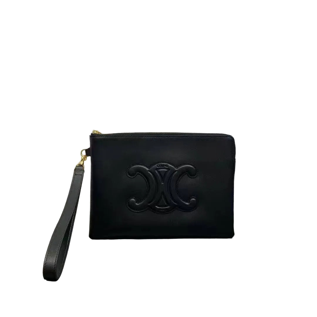 Celine Triomphe Logo Clutch with Wrist Strap