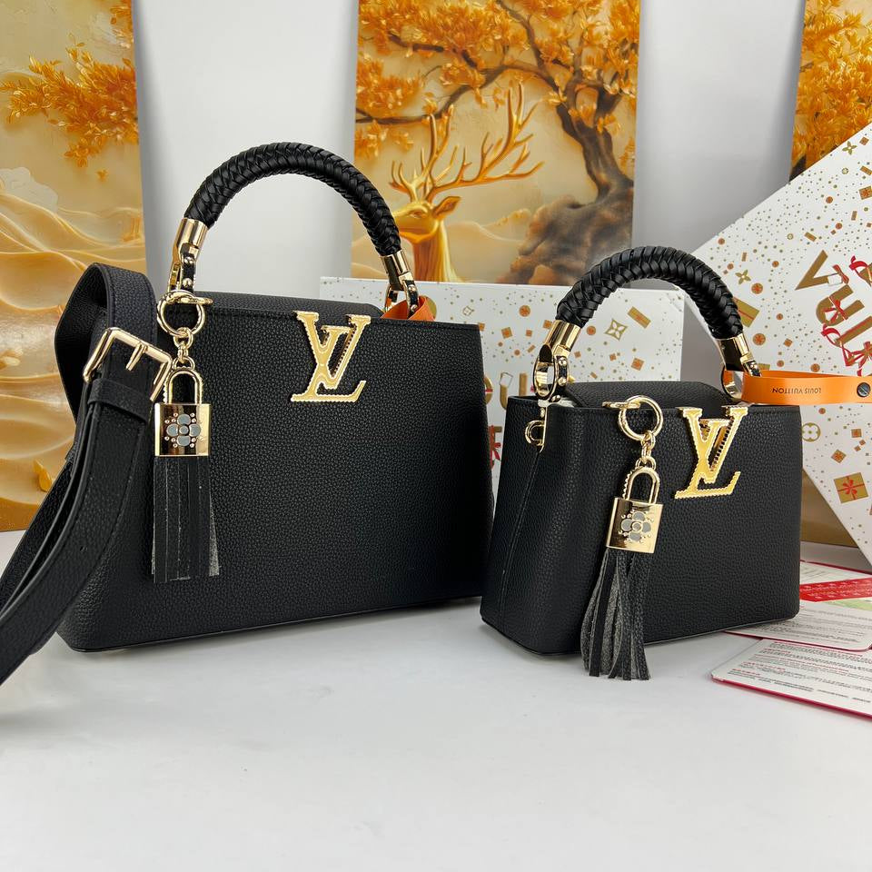 LV Large Braided Handle Handbag with Tassel Charm