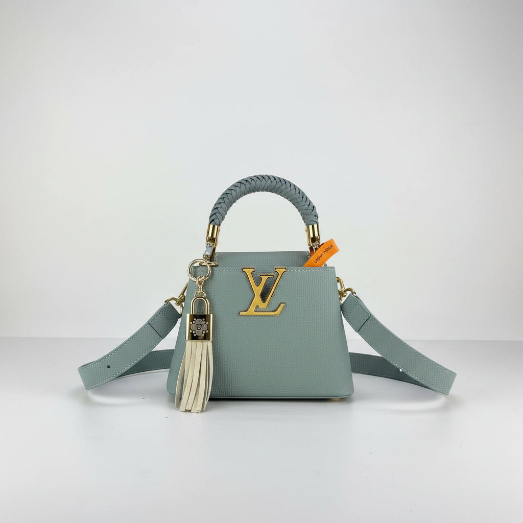 LV Large Braided Handle Handbag with Tassel Charm