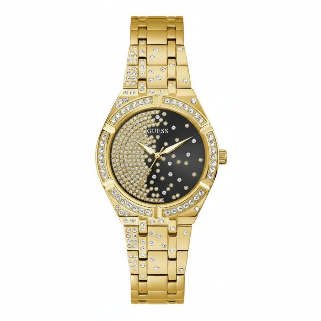 Guess Gold Tone Crystal Embellished Statement Watch