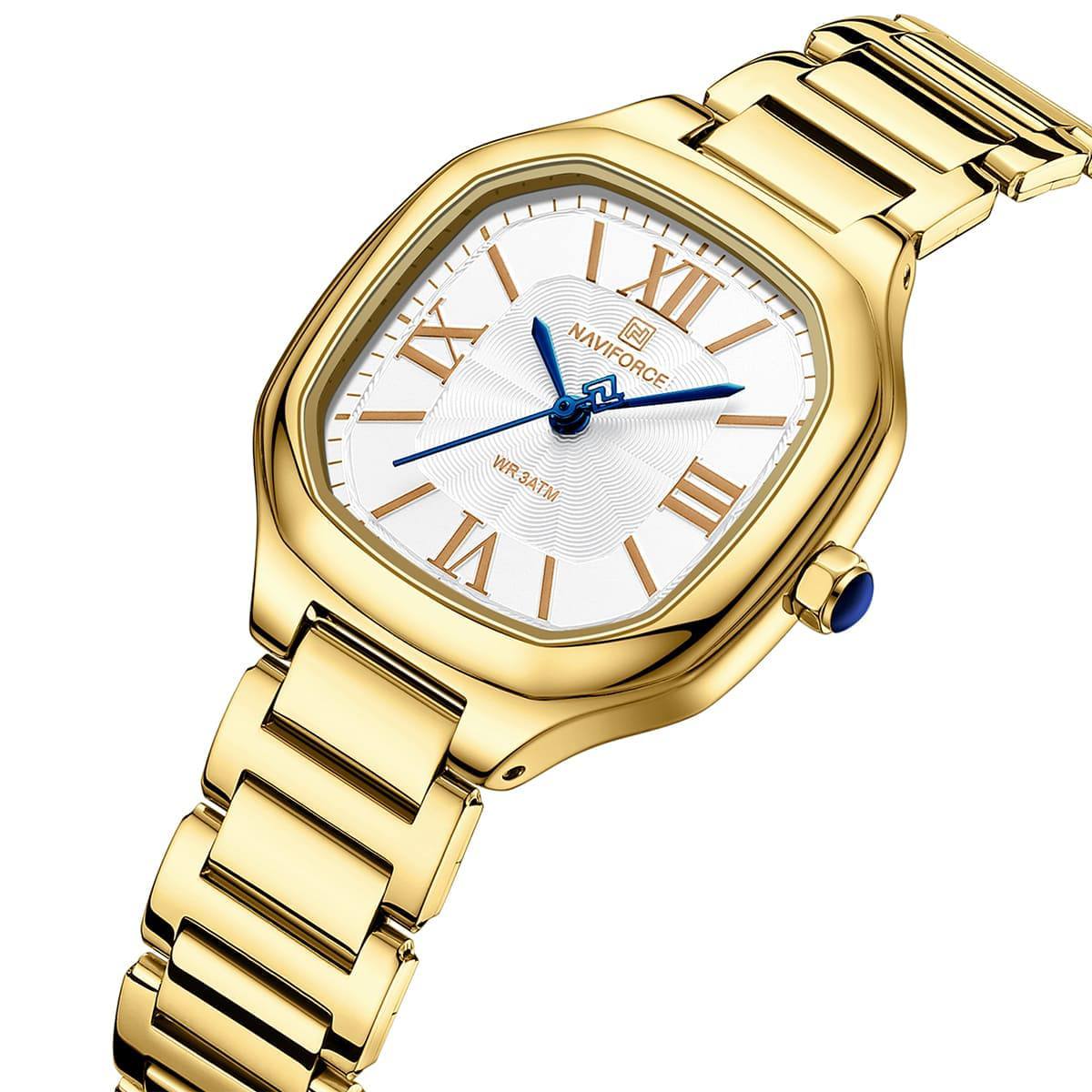 NAVIFORCE Cushion Case Stainless Steel Roman Numeral Watch