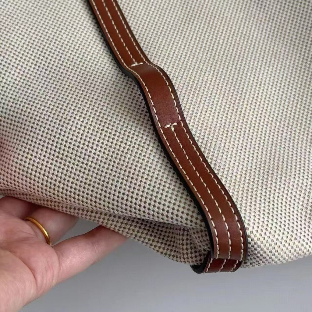 Ralph Lauren Canvas and Leather Large Tote Bag