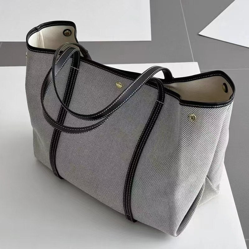 Ralph Lauren Canvas and Leather Large Tote Bag