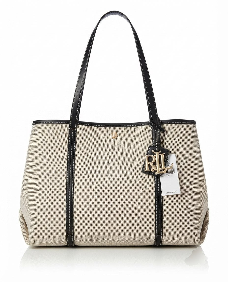 Ralph Lauren Canvas and Leather Large Tote Bag
