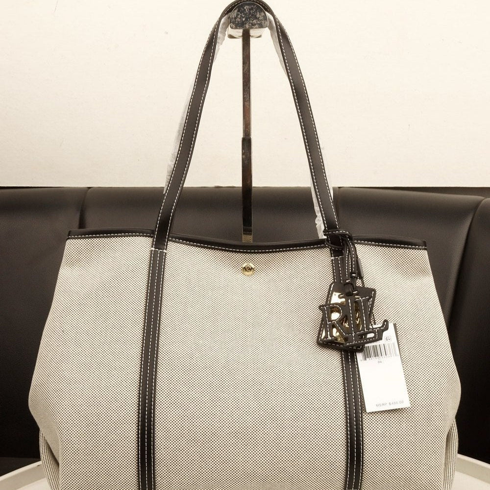 Ralph Lauren Canvas and Leather Large Tote Bag