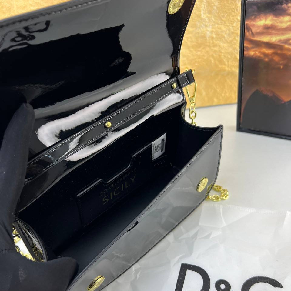 Dolce & Gabbana Sicily Patent Leather Chain Bag