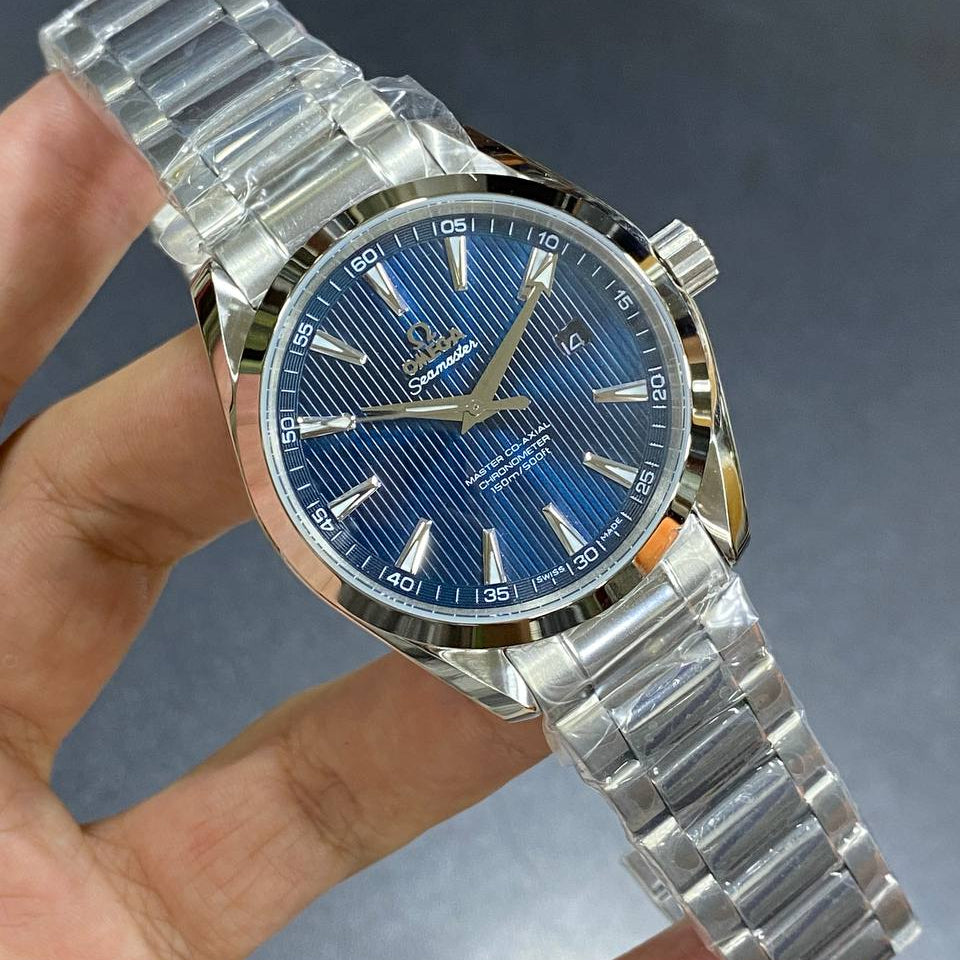 Omega Seamaster Aqua Terra Blue Patterned Dial Steel Watch