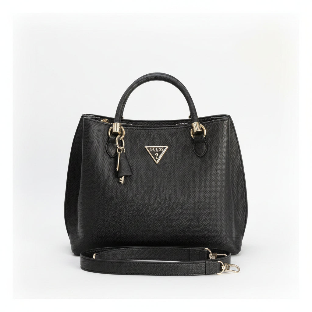Guess Textured White Handbag with Silver Hardware
