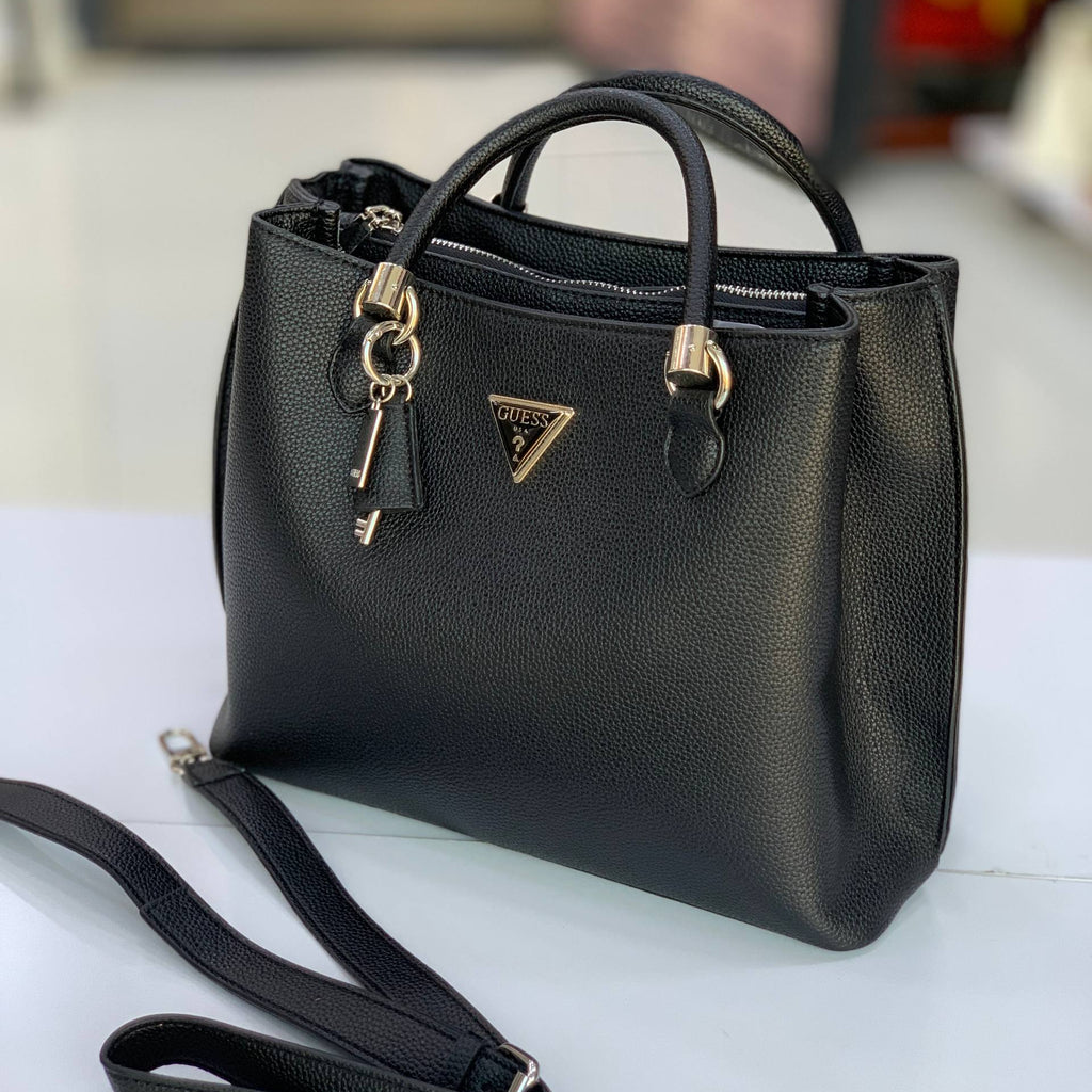 Guess Textured White Handbag with Silver Hardware