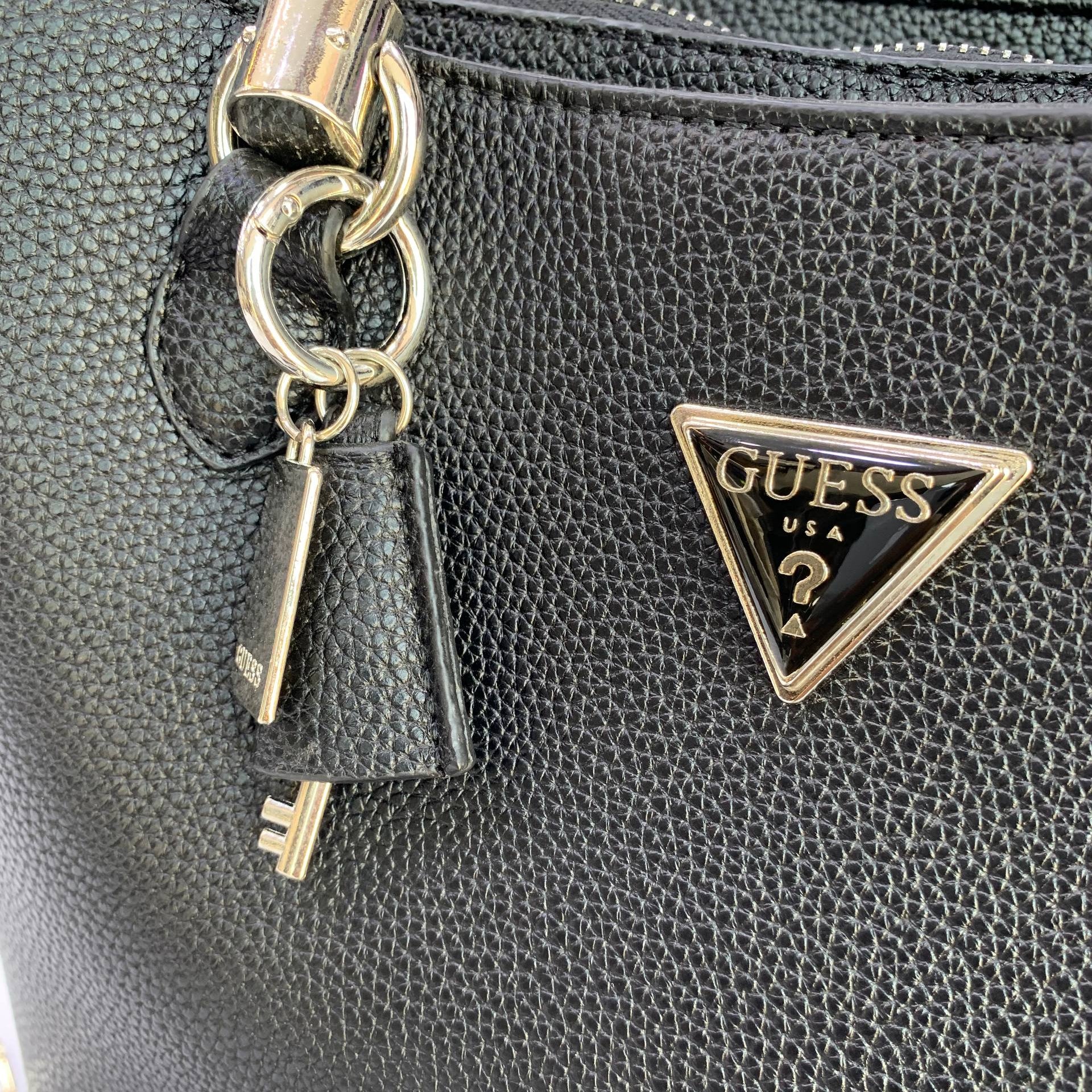 Guess Textured White Handbag with Silver Hardware
